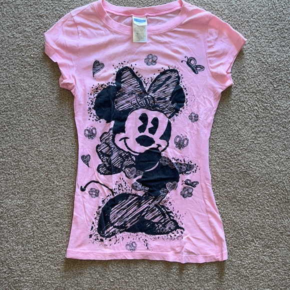 Disney Other - Girl’s Pink Minnie Mouse Graphic T black comic